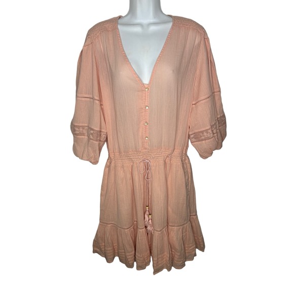 Lauren Ralph Lauren NWT Pale Pink Lace Mini Dress Crochet Cinch